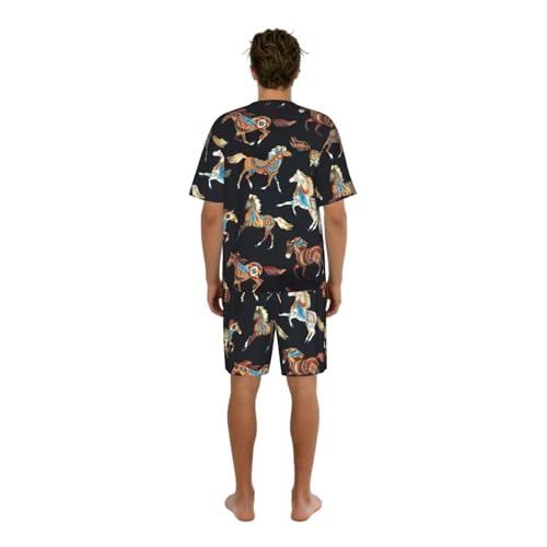 Pijama de hombre cómodo para evitar el calor conjunto de dos piezas suave con bolsillos 2