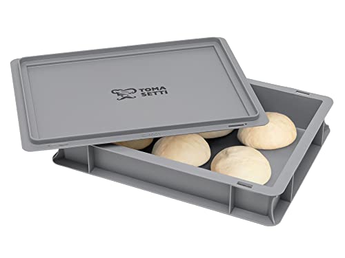 TOMASETTI Pizza Ball Box with Lid, Dimensions: 30x40x8 cm, Tray for Pizza Dough & More, Stackable & Fermentation Box