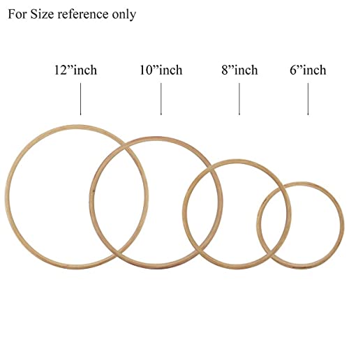Embroiderymaterial Display Wooden Hoops for Dream Catchers, Floral Macramé, Wedding Décor & Wall Hanging Craft (4 Pieces Set) 8 Inch