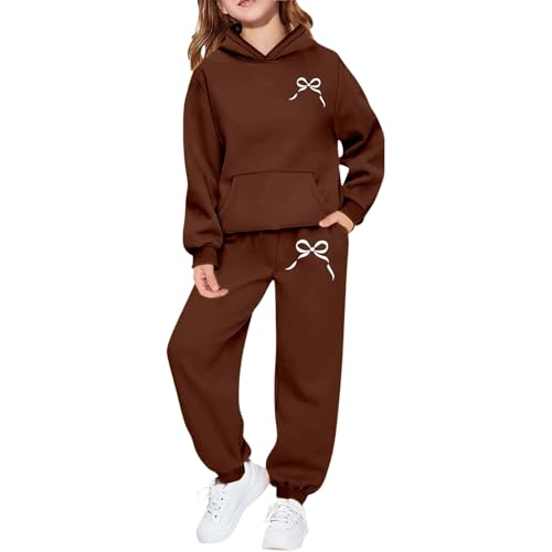 Girls Clothes 2 Piece Fashion Fall Outfits Oversize Cute Bowknot Pullover Sweatshirt and Sweatpant Sweatsuit Sets with Pockets
