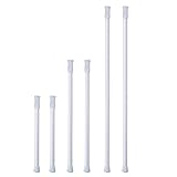 Shappy 6 Pieces Tension Rods Spring Rods for Curtains Bathroom Rods Tension, 3 Sizes Included, White