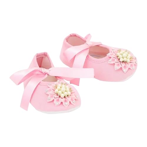 Pink Floral & Pearl Ribbon Booties Shoes for Girls Soft Warm Comfortable Anti-Slip New Born Infant shoe Baby Footwear gift for little one Walking & Daily Wear-image-12