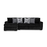 Signature Design by Ashley Midnight-Madness 2-Piece Sectional Sofa with Chaise, Faux Wood Finish Accent Legs, Fabric Upholstery, 120' W x 65' D x 40' H, Black