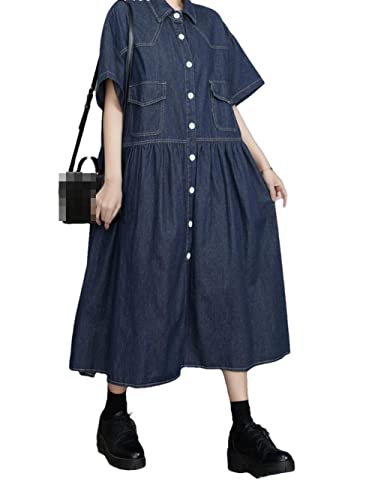 Robe longue en jean décontractée rétro bleue vêtement femme taille L