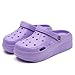 Platform Garden Clogs for Women - Lightweight Gardening Slip-Ons with 2 Inch Heel - Breathable, Fashionable Wedge Sandals - Purple, Size 42