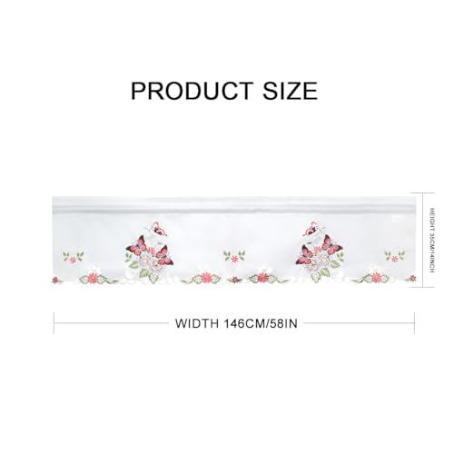 Molaxhome Beautiful Dazzling Embroidered Window Valance,Rod Pocket Valance and Tiers for Home Decor (Red, W58x14L) - Image 4