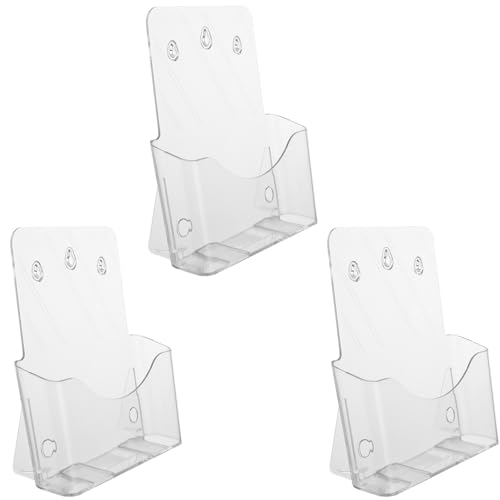 WOPPLXY Flyer Aufsteller Transparent 3er Set, Flyerständer DIN A4, Prospekthalter Acryl für Büro, Restaurant, Rezeption (Wand und Tisch)