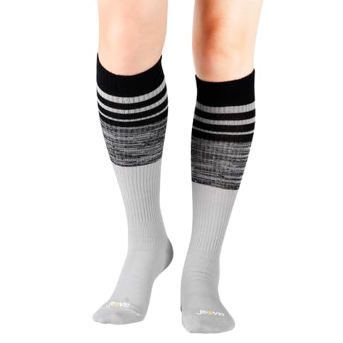 Image of ja vie JAVIE 73% Merino Wool Stripe Sport Compression Socks Ultra Soft Knee High Seamless Toe for Women & Men (15-20mmHg)