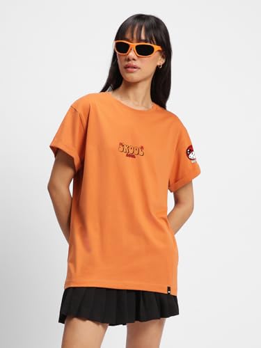 Image of Bewakoof Women's Typography 100% Cotton T-Shirt - Boyfriend Fit, Round Neck, Half Sleeves