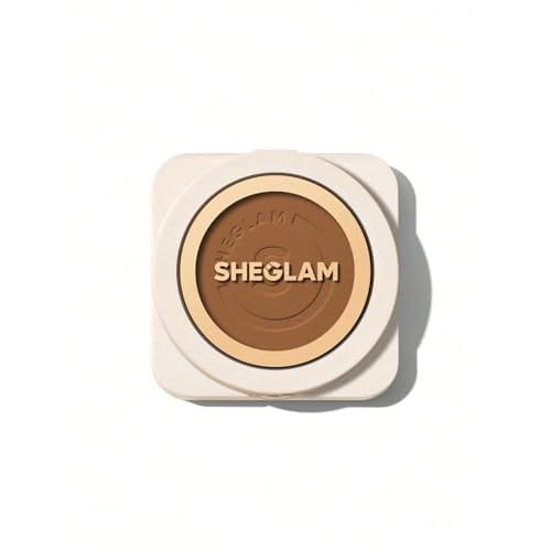 SHEGLAM SKin-Focus Full Coverage Powder Foundation Oil-Control Lightweight Face Pressed Powder Makeup-Camel