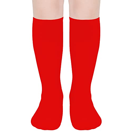 La Mejor Lista de Calcetines hasta la rodilla para Niña disponible en línea. 50 DOOVID - Calcetines altos hasta la rodilla para niños y niñas, calcetines de fútbol para niños y niñas, uniforme escolar, Rojo -, 6-9 años
