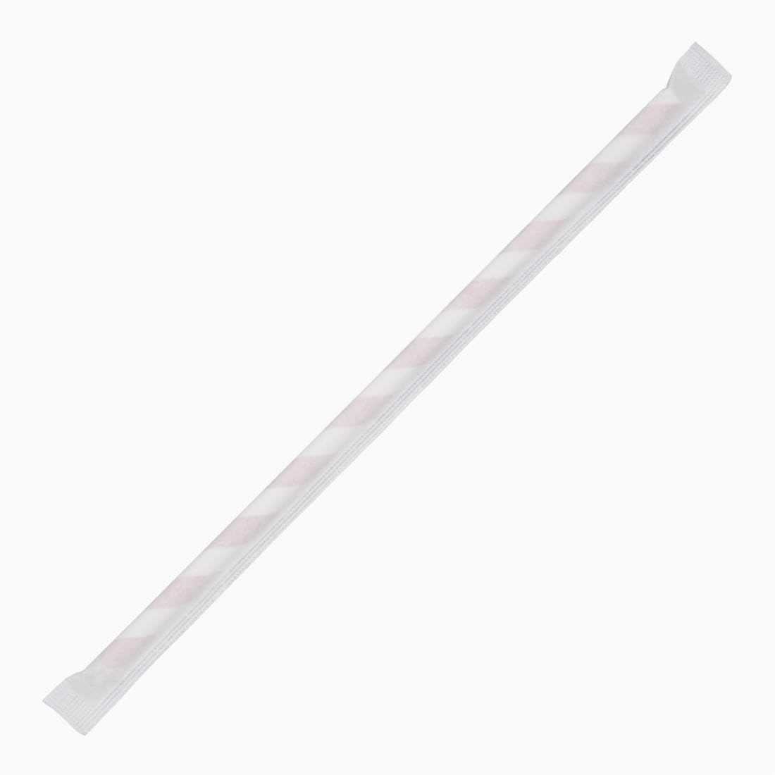 Fiesta Compostable Wrapped Paper Straw Red & White Stripe - 6mm (Box 250)