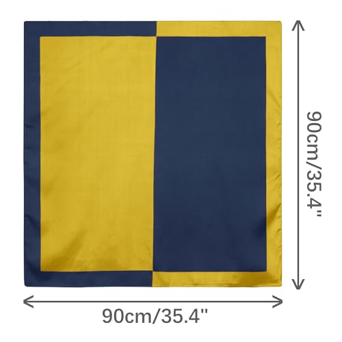 Women Contrast Color 35" Large Scarf, Satin Silk Feeling Symmetrical Square Neckerchief Head Wrap Bandanas3
