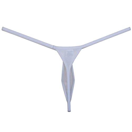 Men's Ice Silk Mini Bikini T-Back Drop-shaped String Thong Underwear Thin Tangas Soft Minimal Coverage Bottoms3