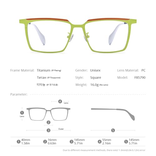 Image of FONEX Colorful Pure Titanium Glasses Frame Women Retro Round Eyeglasses