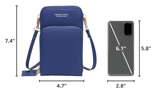 Image of myfriday Small Cell Phone Crossbody Bag, Multi-pocket & 6 Card Slots | 6 card slots, multi-pocket zipper layout and soft synthetic leather keep phone, lipstick, coins and keys ready outdoors