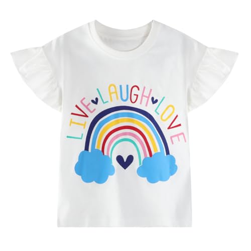 Image of Girls Short Sleeve Shirts Toddler Summer Top Kids Cotton Clothes 2-7 Years