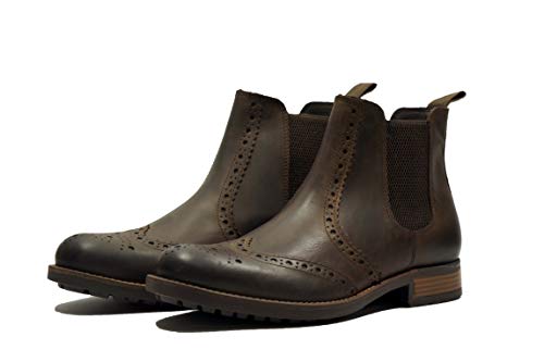Hx London LEATHER BROGUE CHELSEA BOOT FOR MEN
