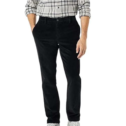 Mens Stretch Corduroy Pant Straight Fit Flat-Front Casual Chino Pants Relaxed Fit Twill Utility Work Pant Trousers
