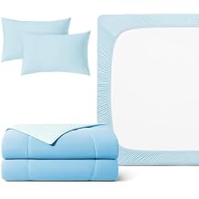 REST Buy 2 GET 35 Percent Off Evercool Comforter Plus 3PC Starter Sheet Set Bundle, in Light Blue, Queen Size