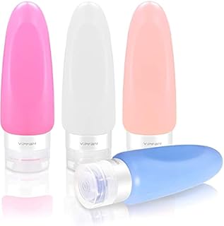 Vipfan Travel Bottles for Toiletries 4PCS Leak Proof Refillable Squeezable Silicone Travel Cosmetic Containers Liquid Dispenser for Lotion/Shampoo/ Toiletries-TSG/FDA Approval