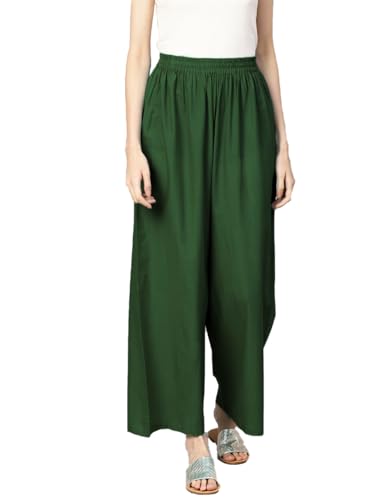 Image of Go Gazab - Stylish Women's Palazzo: Trendy Rayon Solid Color Ethnic Wear Palazzo