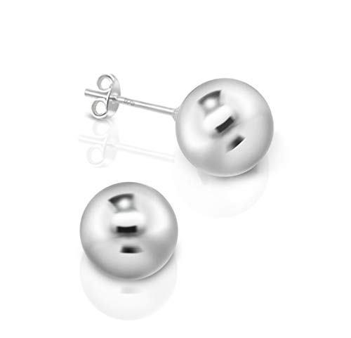 Pendientes de Bola Plata Ley 925 - Clásicos y Hipoalergénicos Para Pieles Sensibles - Pendientes Bolas Plata - Diámetro Bola 12 mm