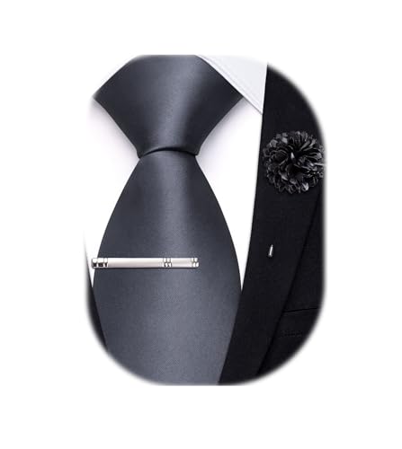 Image of Hi-Tie Pretied Boys Ties Solid Color Kids Adjustable Necktie Lapel Pin Clip Set Age 8-12 Wedding School Graduation