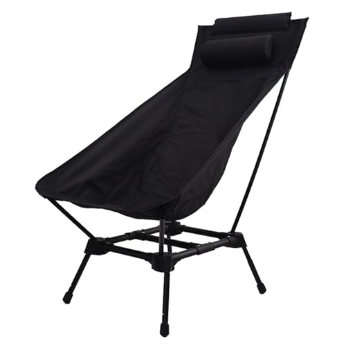 HUAYUSEDF Sillas Plegables Informales Negras con Respaldo Alto para Acampar al Aire Libre, portátiles y Plegables, para Playa y pastizales, Ligeras y para Descansar al Aire Libre.