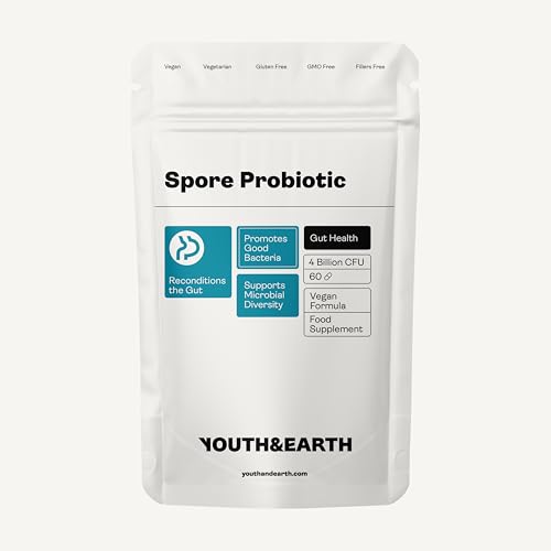Youth & Earth Spore Probiotic 4 Billion CFU Count - Salud Intestinal, Función Inmunitaria y...