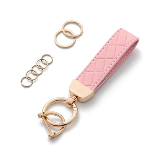 AOKSUNOVA Schlüsselanhänger Auto Pink Schlüsselanhänger Leder Rosa Schlüsselband Autoschlüsselanhänger mit Schlüsselring für Damen Mädchen Rosa