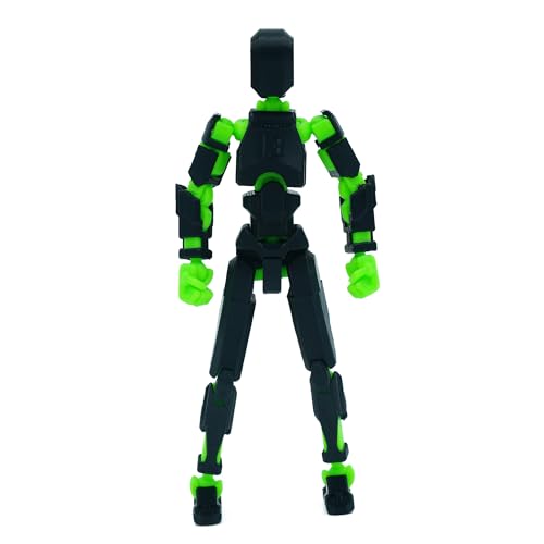 Image of Dummy 13 Action Figure Robot | Fully Articulated 3D Printed Robot Toy | 5.4-inch Collectible Figurine | Matte Finish| Unassembeled (Black-Green)