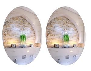 KANAKADHARA Pack of 2 Piece Oval Shape Adhesive Plastic Mirror Sticker for Wall on Tiles Bathroom Bedroom Living Farm Home wash Bath (2 Piece,30 X 20 cm) (B0CPYFR358) Amazon Price History, Amazon Price Tracker