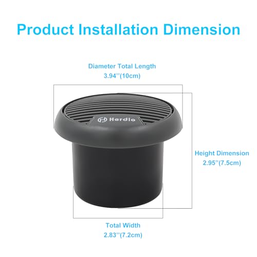 Herdio 3" inch Marine Bluetooth Speakers Boat Motorcycle Hot tub Stereo with Max Power 140 watt(A Pair) (Gray)