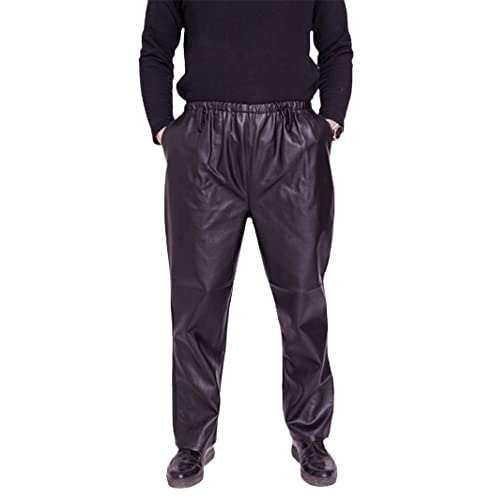 Pantalon en cuir synthétique homme résistant au vent froid fini la rigidité des grandes tailles