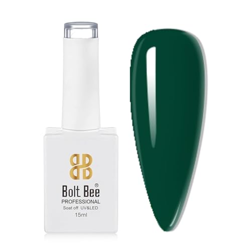 Image of Bolt Bee Dark Green Color Gel Nail Polish Soak Off UV Gel DIY at Home Manicure Salon Nail Art (29, 15ml)