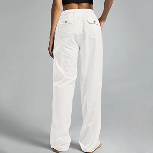 GOKKILRW Cotton Linen Pants Women Wide Leg Flowy Loose Palazzo Trousers Casual High Waist Slacks 2025 Beach Vacation Outfits4