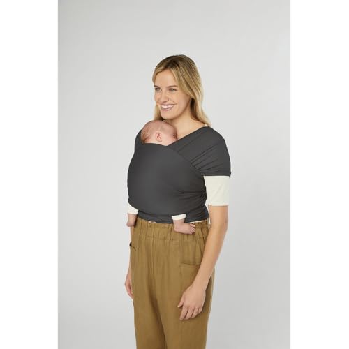 Ergobaby Babytragetuch für Neugeborene ab Geburt bis 11,3 kg, Aura Knit Tragetuch aus recycelten Stoffen, Elastisch und atmungsaktiv, Sling Wickeltuch unisex, Soft Black