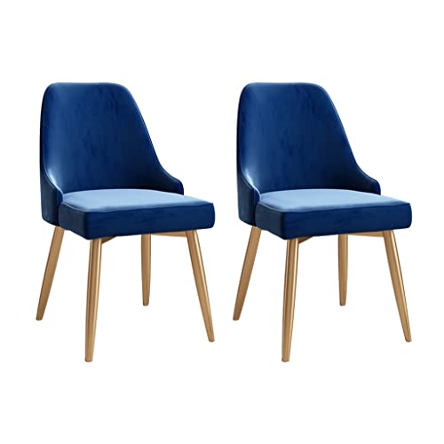SJIALEN Velvet Dining Chairs Set of 2, Golden Legs Accent Chairs Apartment Living Room Side Chair Bedroom Balcony Makeup Chair Kitchen Chair (Color : Blue)