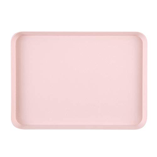 Anti-Slip Rectangular Non-Slip Plastic Serving Tray for Meals/Beverages, Fruit, Dessert, Food - Versatile Storage for Kitchens, Homes or Gift - Pink S