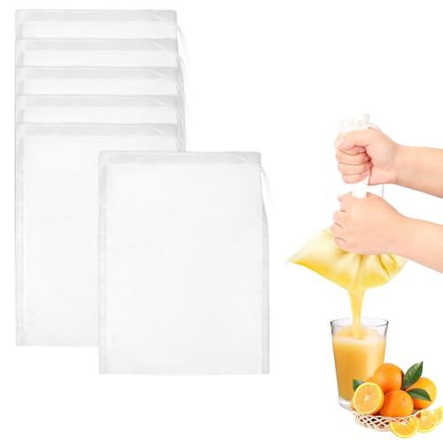 6 Pièces Sac a Lait 20×15 Cm Sac Filtrant Alimentaire Nylon Sac Lait Végétal avec Cordon de Serrage étamine Filtre Tissu Alimentaire Sac Filet pour Noix Cheesecloth Filtre Jus de Fruit Tissu Passoire