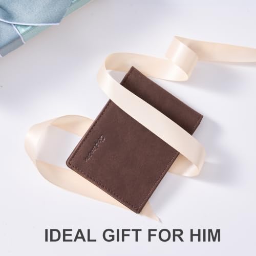 Image of Chelmon Slim Wallet for Men ID Window with RFID Blocking Front Pocket Bifold Minimalist Bussiness Card Holder Gift for Men, Vintage Brown