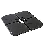 Straame 4PCS Garden Water Parasol Stand, Weight Stand for Cantilever, Sun Umbrella - Heavy Duty Black Outdoor Parasol for Banana Hanging Parasol Fillable with 60L Water/80Kg Sand (Base - Square)