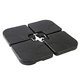 Straame 4PCS Garden Water Parasol Stand, Weight Stand for Cantilever, Sun Umbrella - Heavy Duty Black Outdoor Parasol for Banana Hanging Parasol Fillable with 60L Water/80Kg Sand (Base - Square)