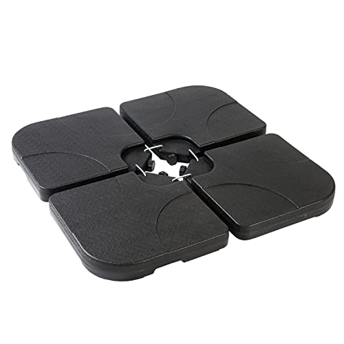Straame 4PCS Garden Water Parasol Stand, Weight Stand for Cantilever, Sun Umbrella - Heavy Duty Black Outdoor Parasol for Banana Hanging Parasol Fillable with 60L Water/80Kg Sand (Base - Square)