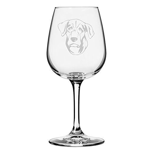 Etched Laser Art Personalized Dog Themed Etched Wine Glass - Custom Dog Breed Wine Glasses for Pet Lovers, Personalized Birthday Gift for Men & Women - Treeing Tennessee Brindle, 12.75 oz