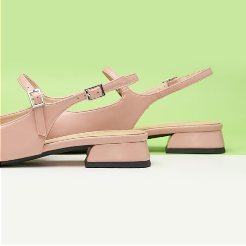 Image of C.Paravano Women's Square Toe Slingback Block Heel Sandals