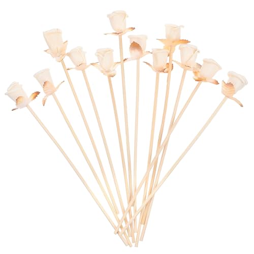 NUOBESTY 12 Piezas Difusor de Aroma sin Llama con Varillas de Ratán Decorativas de Flores Artificiales para Esencias Ambientador para Hogar Coche y Oficina