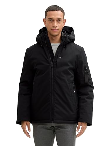 Tom Tailor Herren Gefütterte Jacke mit Abnehmbarer Kapuze,29999 - Black, XL – Ansicht 1