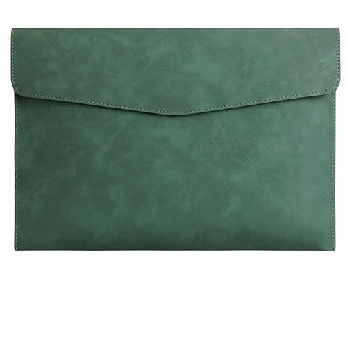 LONGMUN 2個セット 牛革 ブリーフケース ドキュメントケース 厚 手 本 革A4 大きめセカン ドバッグ メンズ レディース バッグ 手持ち バッグ A4サイズ 13.3インチ 封筒袋 資料ケース 入職プレゼント ギフト (グリーン)